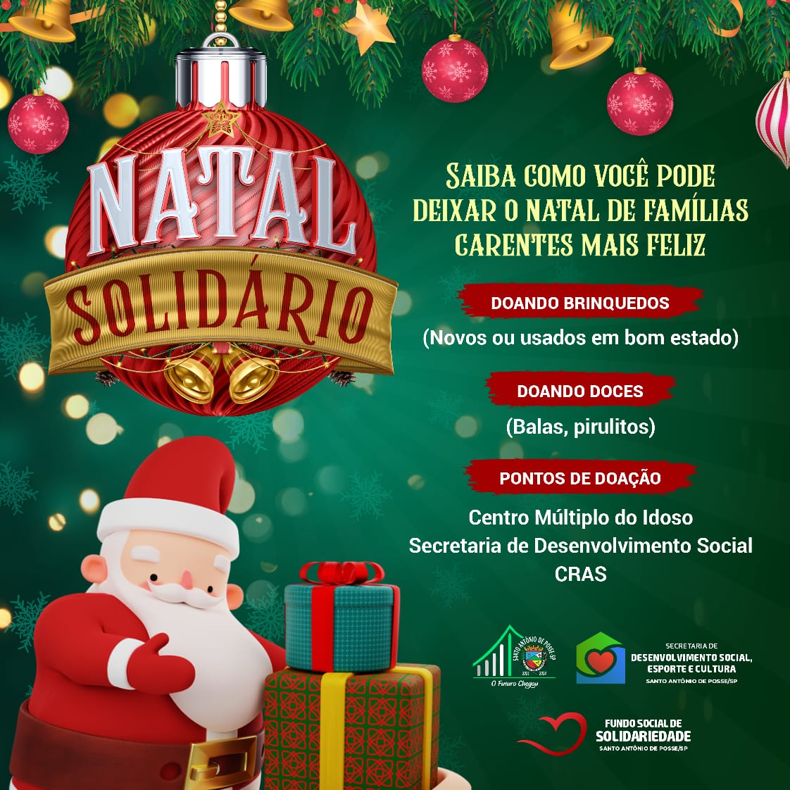 Faça uma família mais feliz neste Natal com a sua solidariedade –  Prefeitura de Santo Antônio de Posse